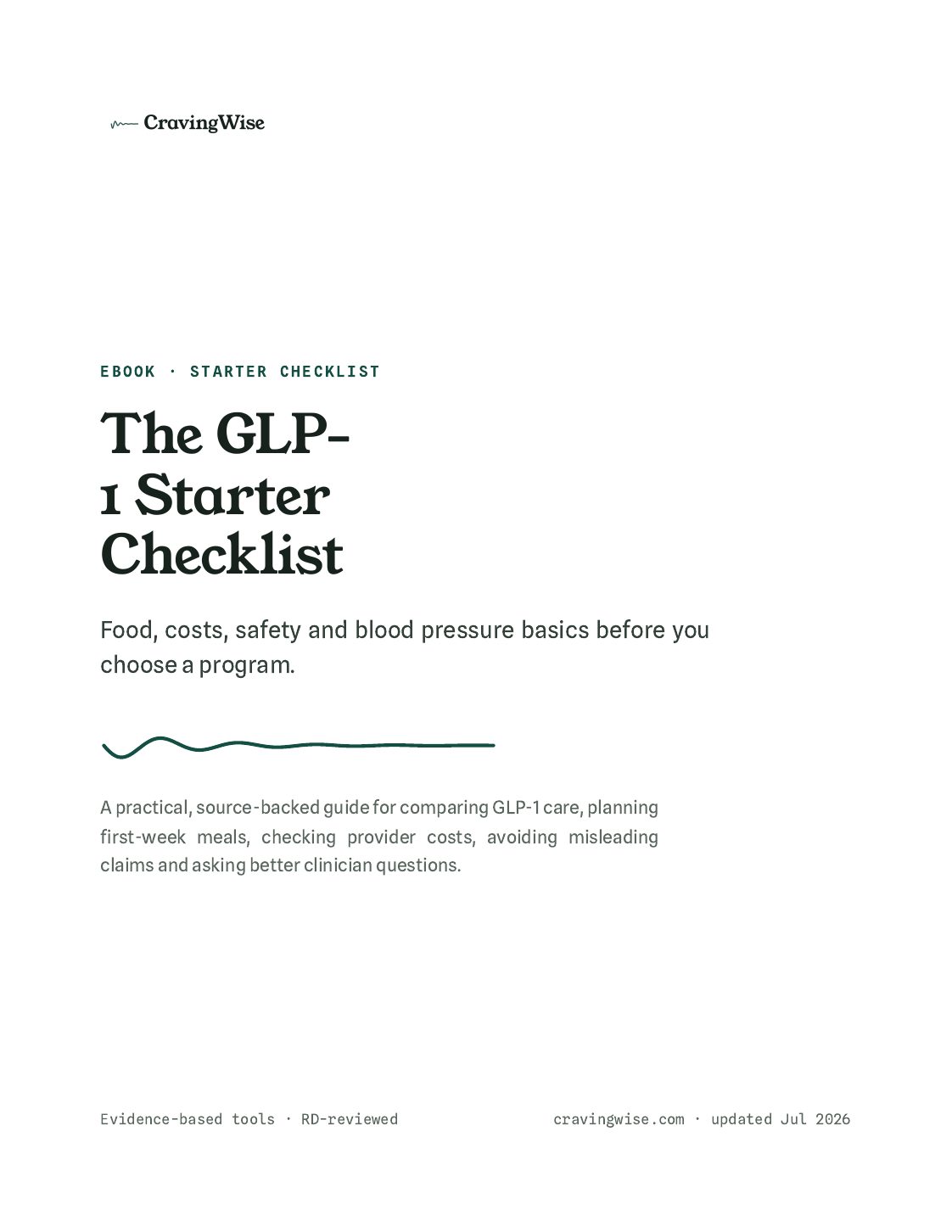 Cover of The GLP-1 Starter Checklist ebook by CravingWise.